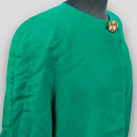 Louben Wool Jacket Vintage Canada Made Green Black Trim Shoulder Pads Retro - Picture 6 of 12